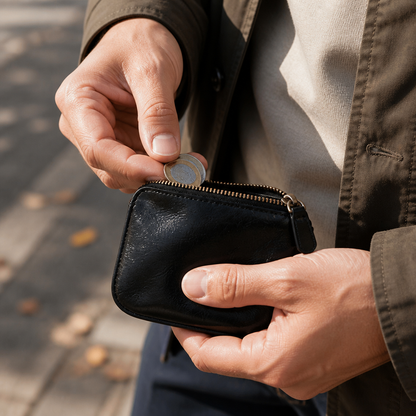 Pochette Porte-Monnaie Homme Zippée Compacte
