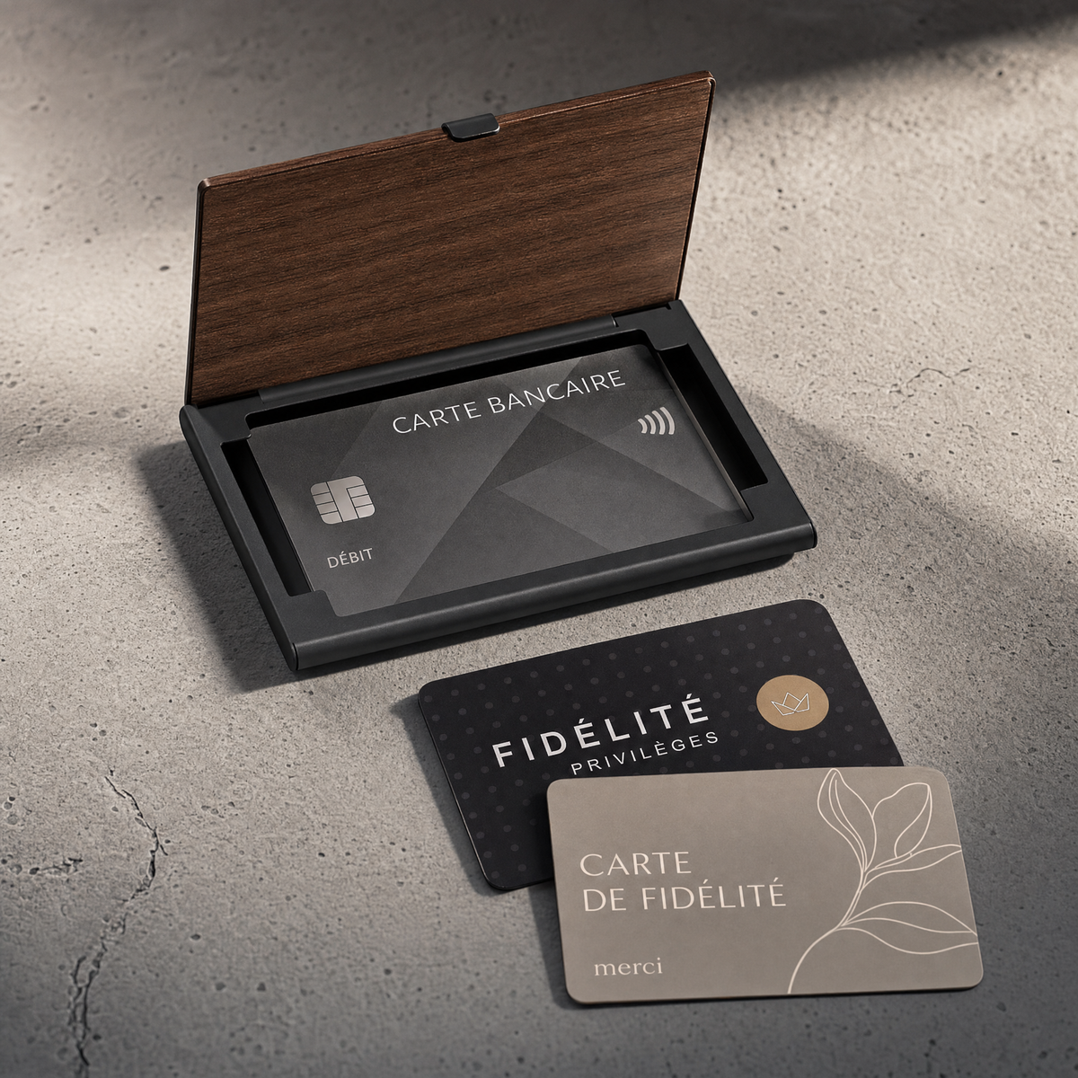 Porte-Cartes Homme Bois et Acier Personnalisable