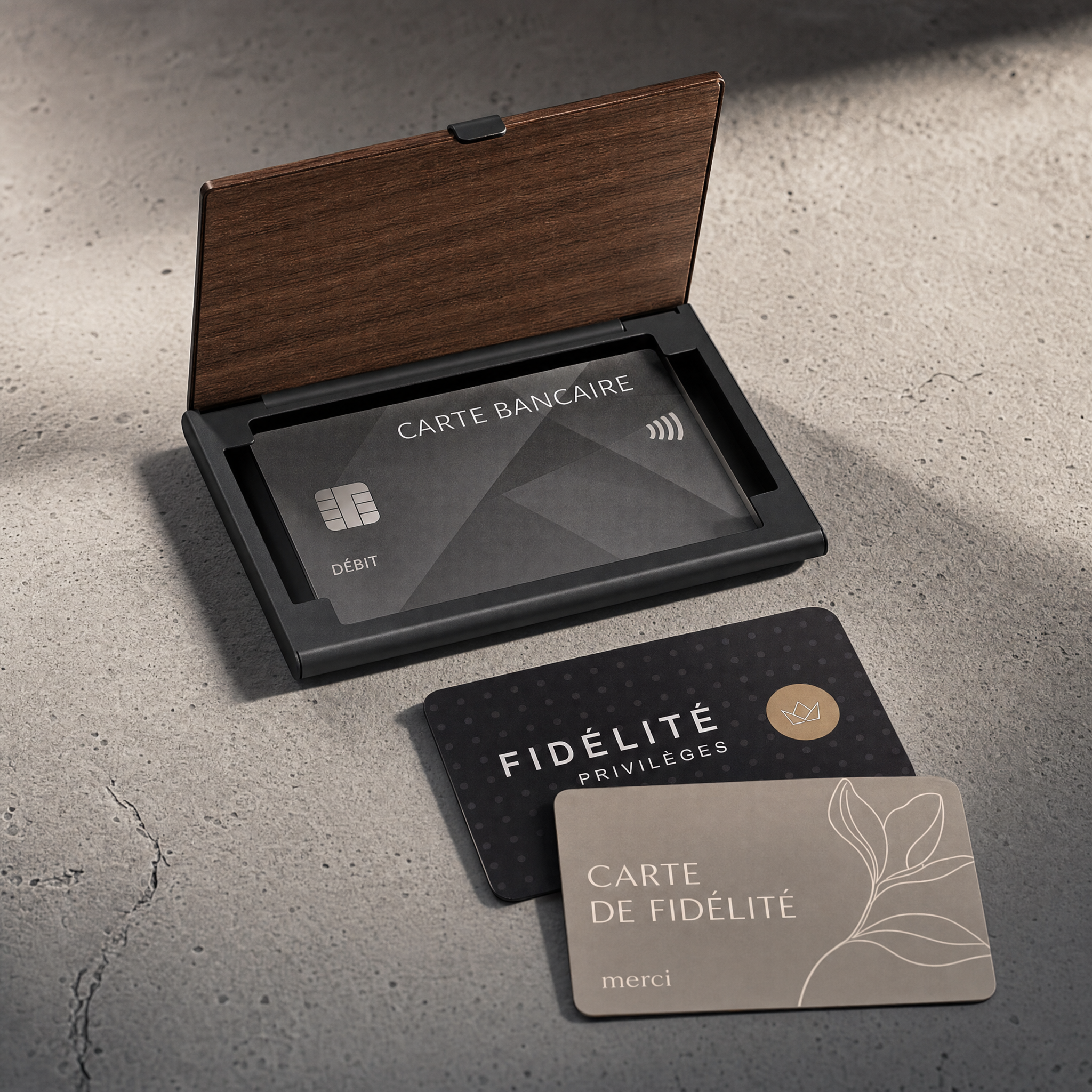 Porte-Cartes Homme Bois et Acier Personnalisable