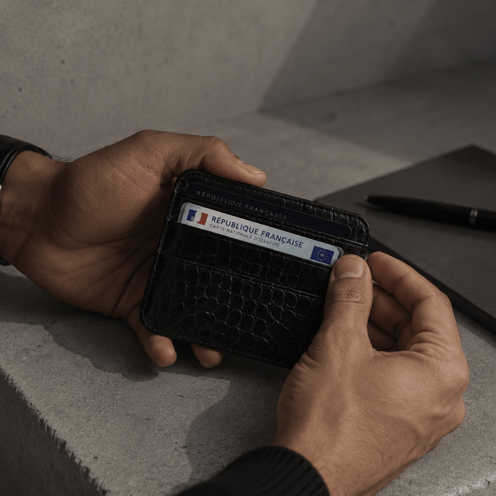 Porte-Cartes Homme Luxe Façon Crocodile Compact