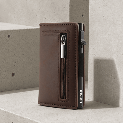 Porte-Cartes Homme Cuir Véritable Aluminium RFID