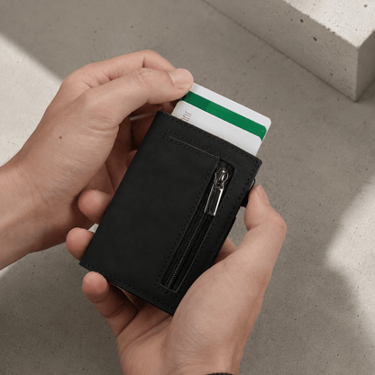 Porte-Cartes Homme Cuir Véritable Aluminium RFID