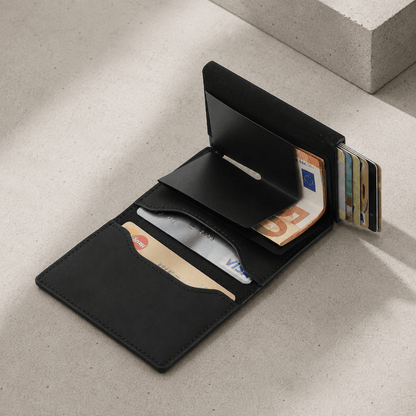 Porte-Cartes Homme Cuir Véritable Aluminium RFID