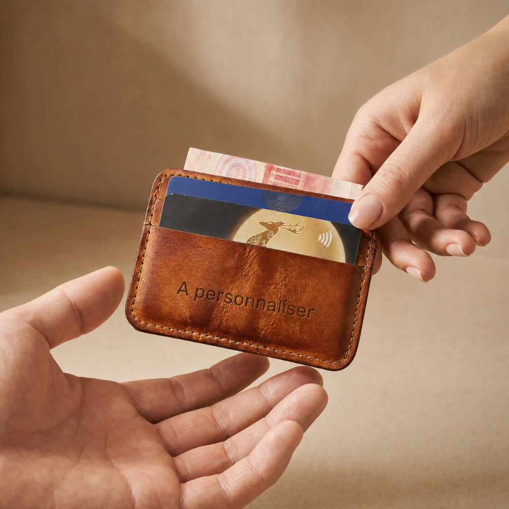 Porte-Cartes Homme Cuir Véritable Personnalisé à Graver