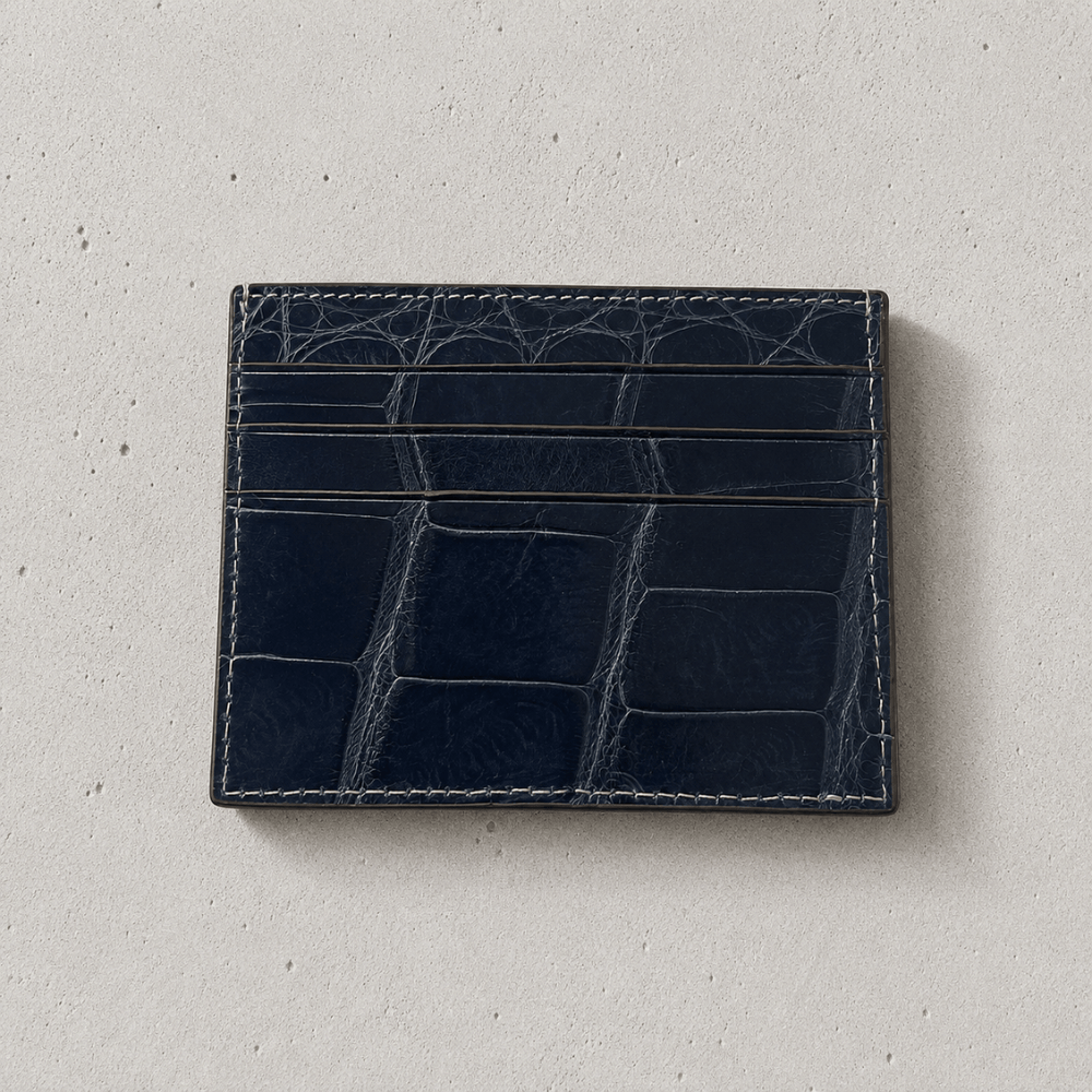 Porte-Cartes Homme Cuir Véritable Grain Crocodile