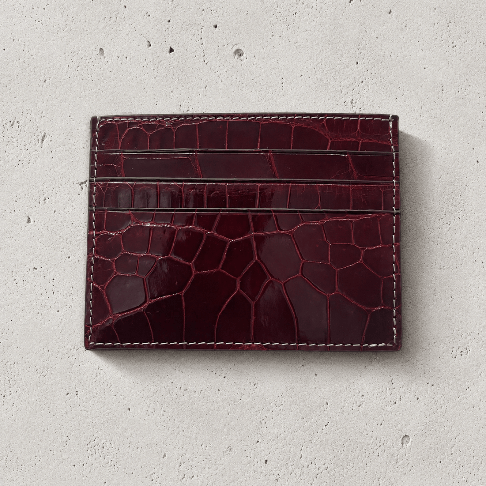 Porte-Cartes Homme Cuir Véritable Grain Crocodile