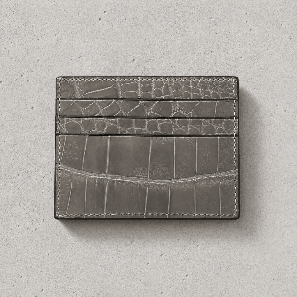 Porte-Cartes Homme Cuir Véritable Grain Crocodile