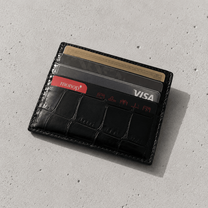 Porte-Cartes Homme Cuir Véritable Grain Crocodile