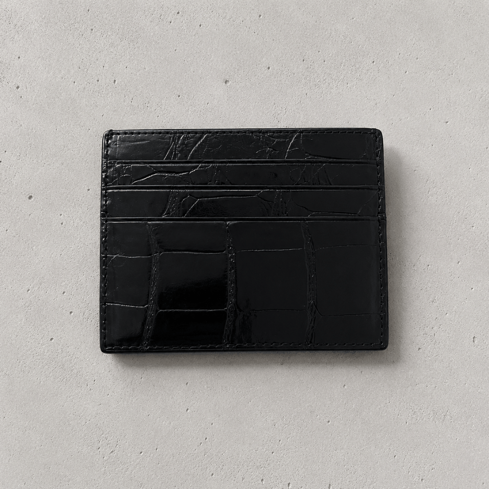 Porte-Cartes Homme Cuir Véritable Grain Crocodile