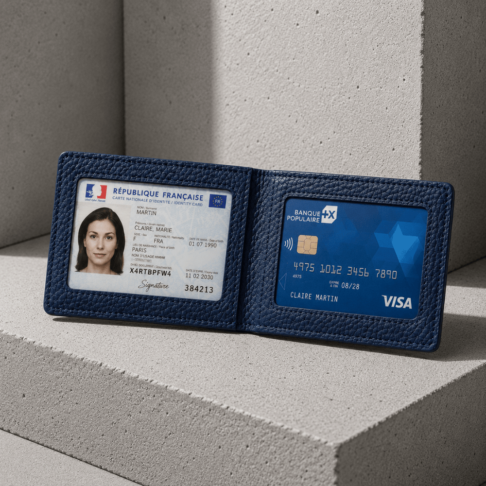 Porte-Cartes Homme Cuir Fin à Fenêtre Transparente