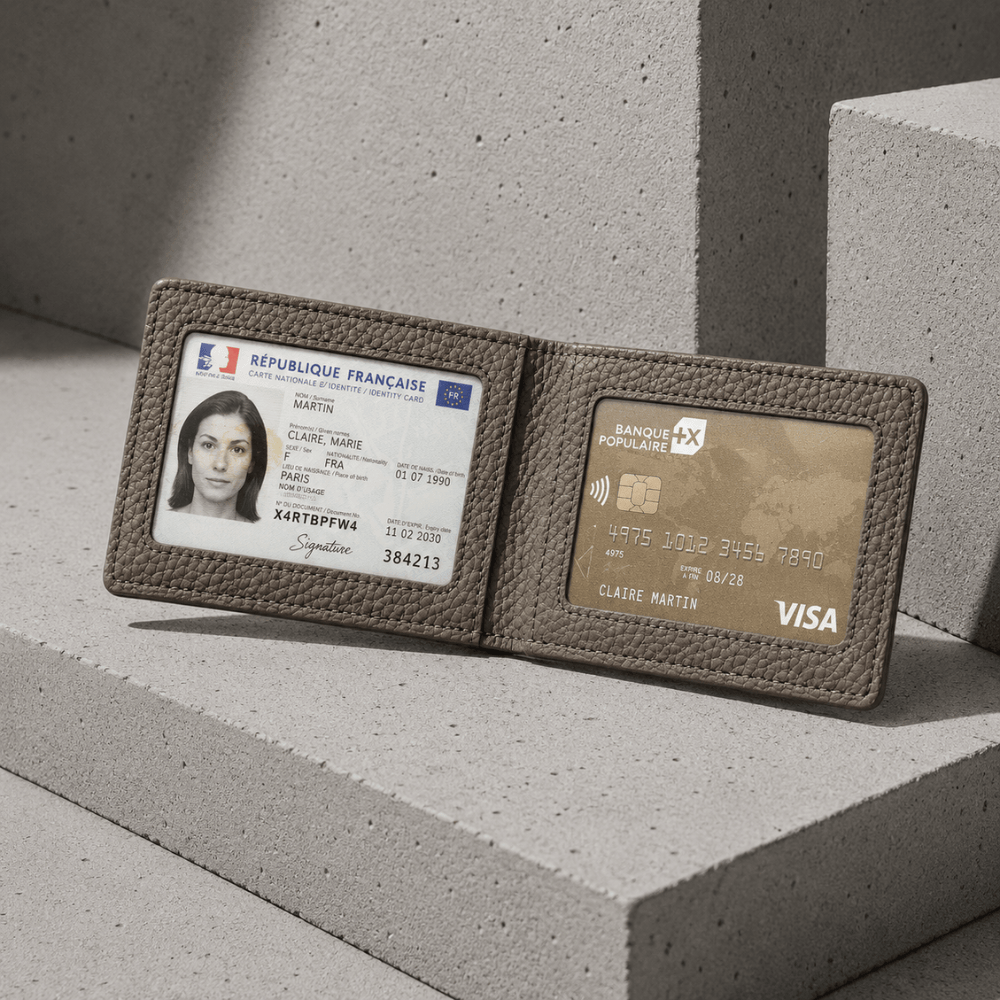 Porte-Cartes Homme Cuir Fin à Fenêtre Transparente