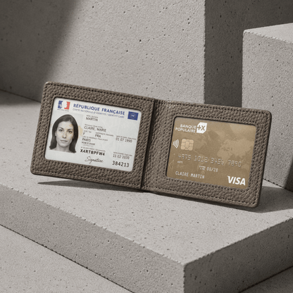 Porte-Cartes Homme Cuir Fin à Fenêtre Transparente