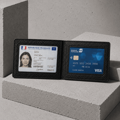 Porte-Cartes Homme Cuir Fin à Fenêtre Transparente