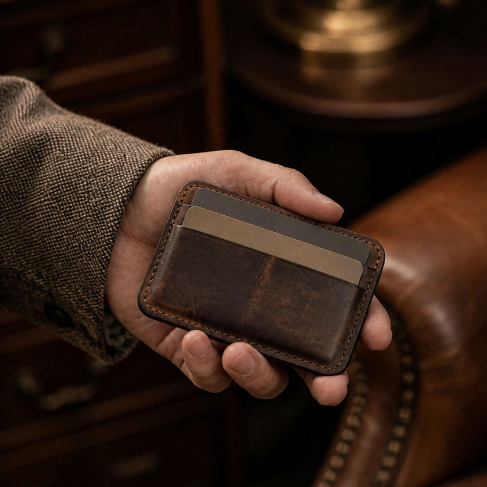 Porte-Cartes Homme Cuir Véritable Personnalisé à Graver