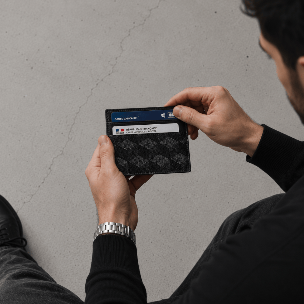 Porte-Cartes Homme Cuir Luxe Slim à Monogramme