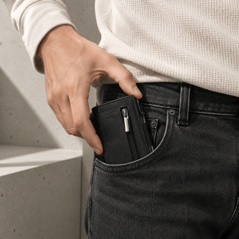 Porte-Cartes Homme Cuir Véritable Aluminium RFID