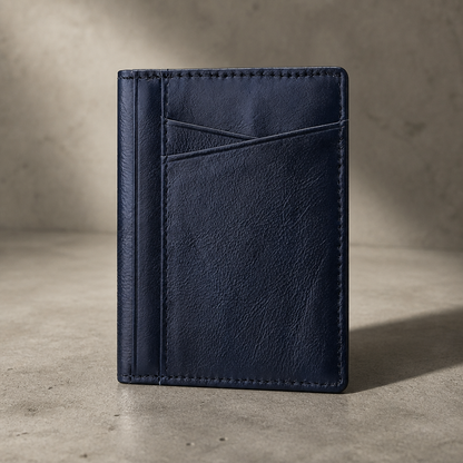 Porte-Cartes Homme Cuir Véritable Vertical à Poche Avant