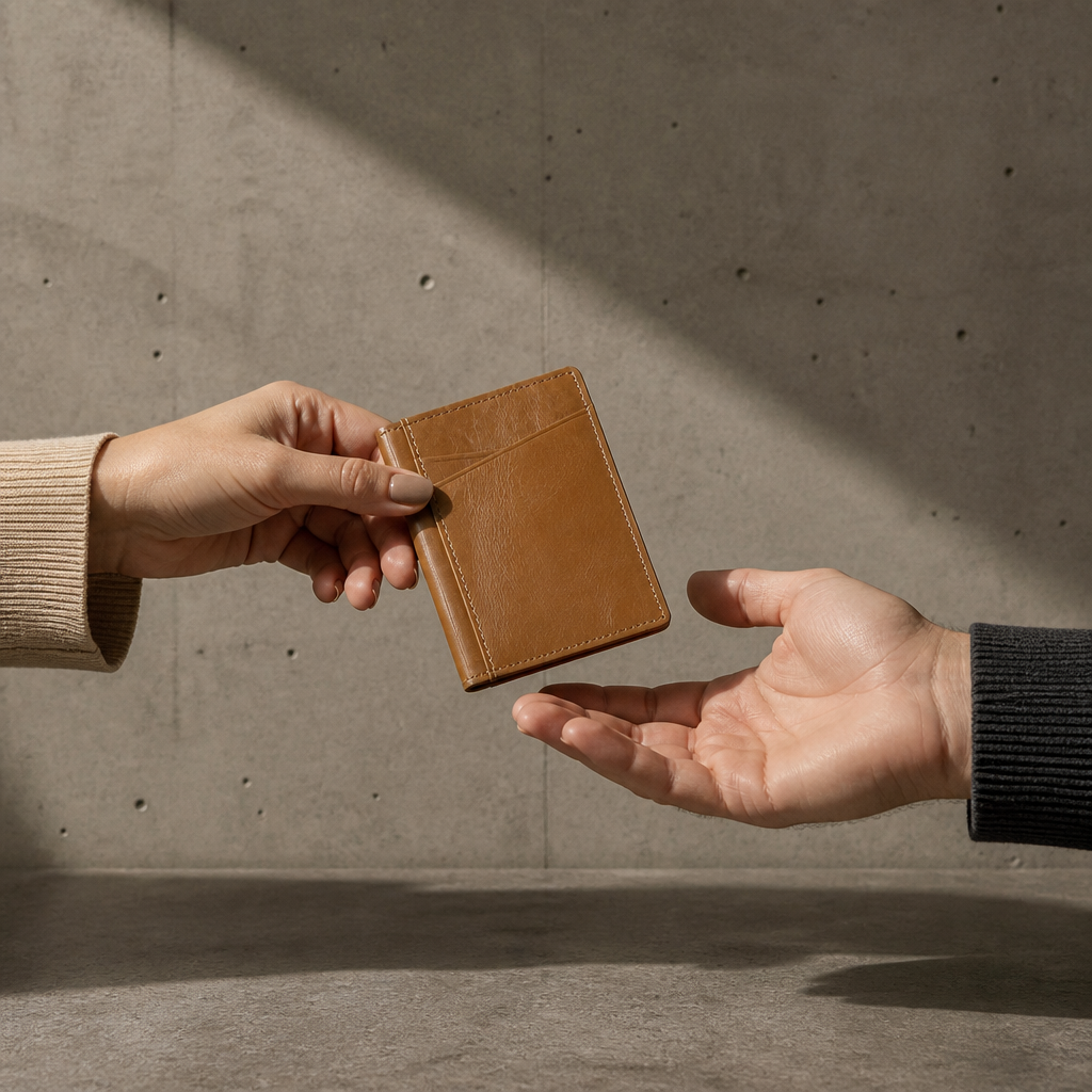 Porte-Cartes Homme Cuir Véritable Vertical à Poche Avant