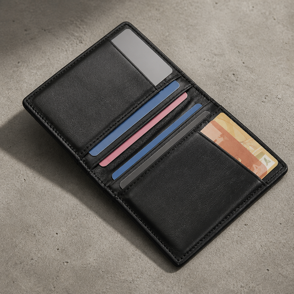 Porte-Cartes Homme Cuir Véritable Vertical à Poche Avant