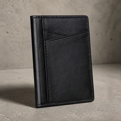 Porte-Cartes Homme Cuir Véritable Vertical à Poche Avant