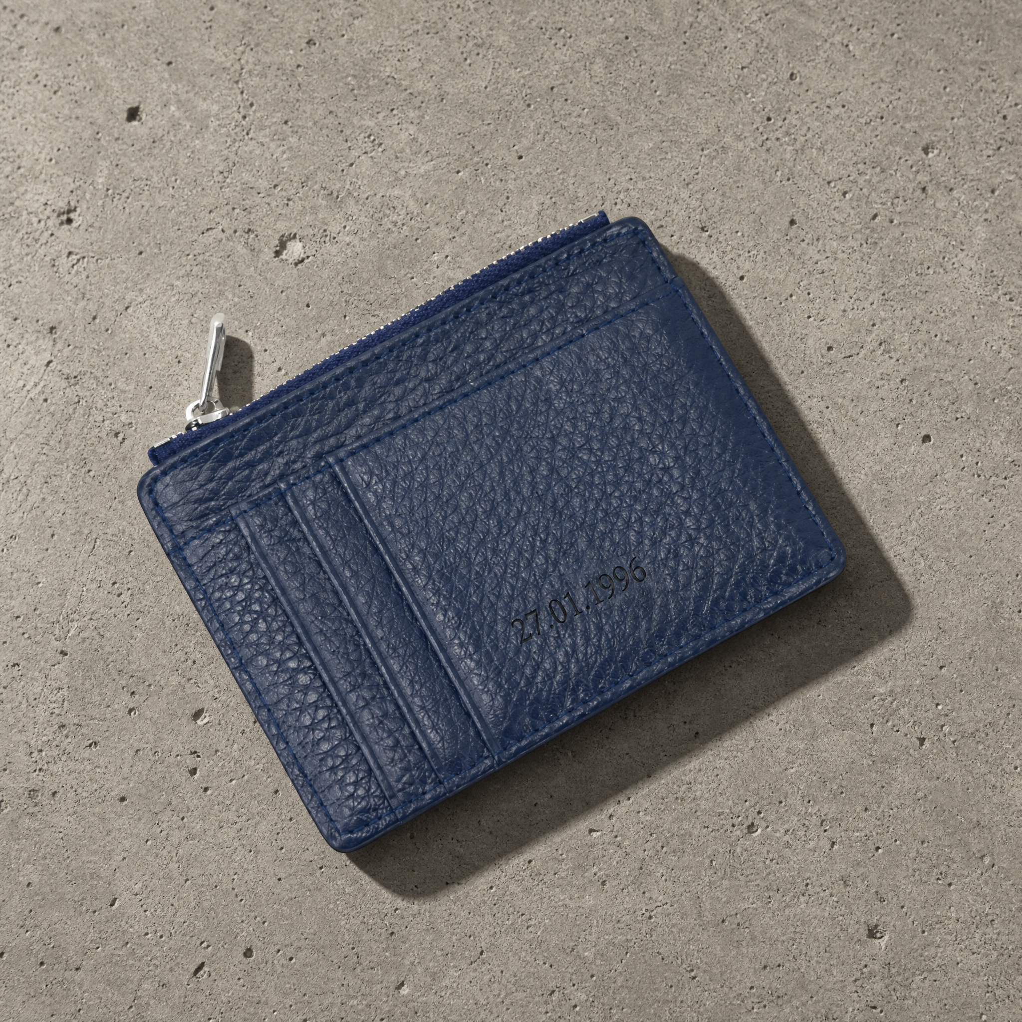 Porte-Cartes Homme Cuir Zippé Personnalisé Gravé