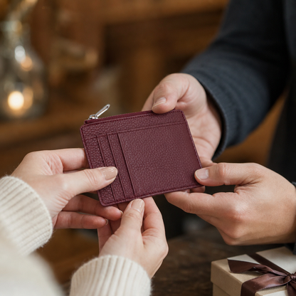 Porte-Cartes Homme Cuir Zippé Personnalisé Gravé
