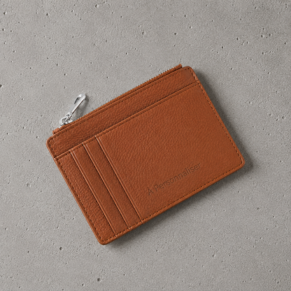 Porte-Cartes Homme Cuir Zippé Personnalisé Gravé