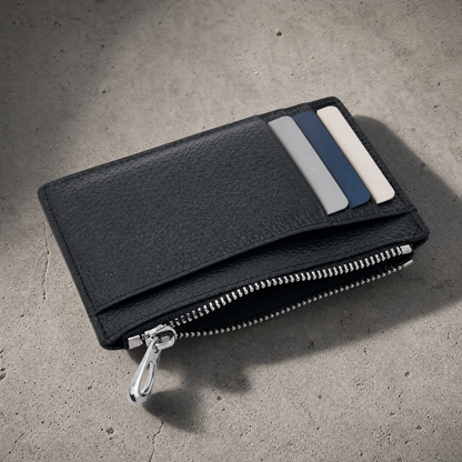 Porte-Cartes Homme Cuir Zippé Personnalisé Gravé