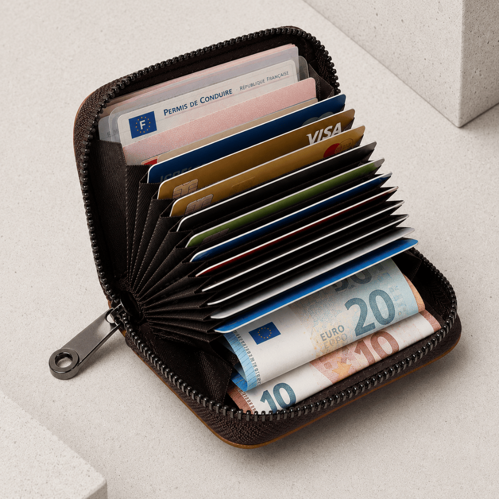 Porte-Cartes Homme Grande Capacité Multi-Cartes Éventail