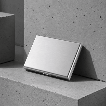 Porte-Cartes Homme Rigide en Acier Inoxydable Brossé