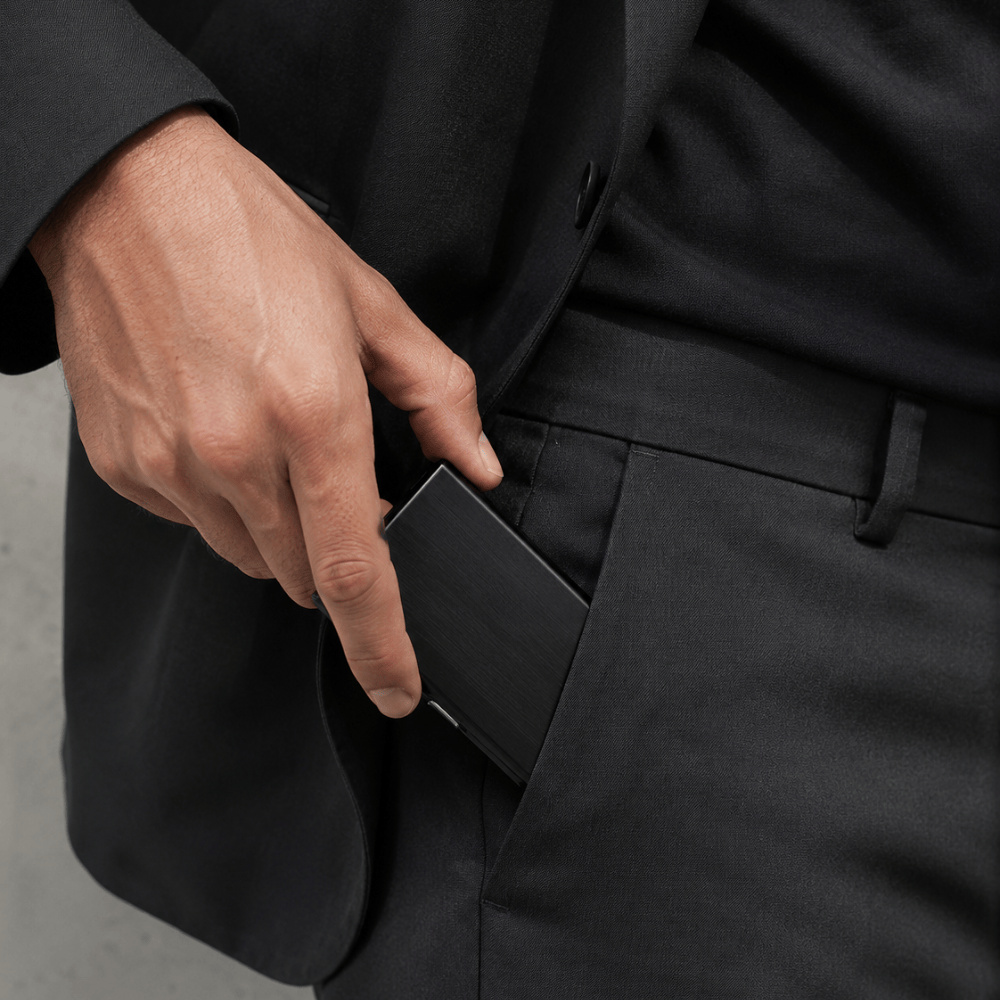 Porte-Cartes Homme Rigide en Acier Inoxydable Brossé