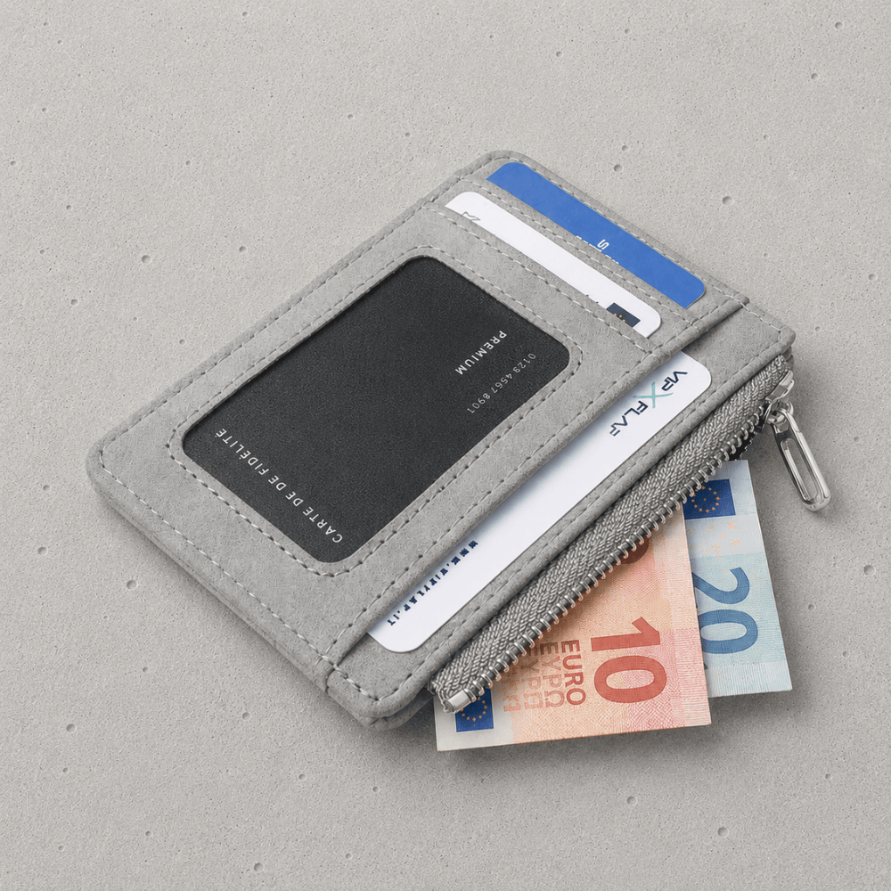 Porte-Cartes Homme Zippé Fin à Fenêtre Transparente