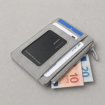 Porte-Cartes Homme Zippé Fin à Fenêtre Transparente