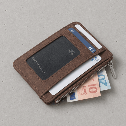 Porte-Cartes Homme Zippé Fin à Fenêtre Transparente
