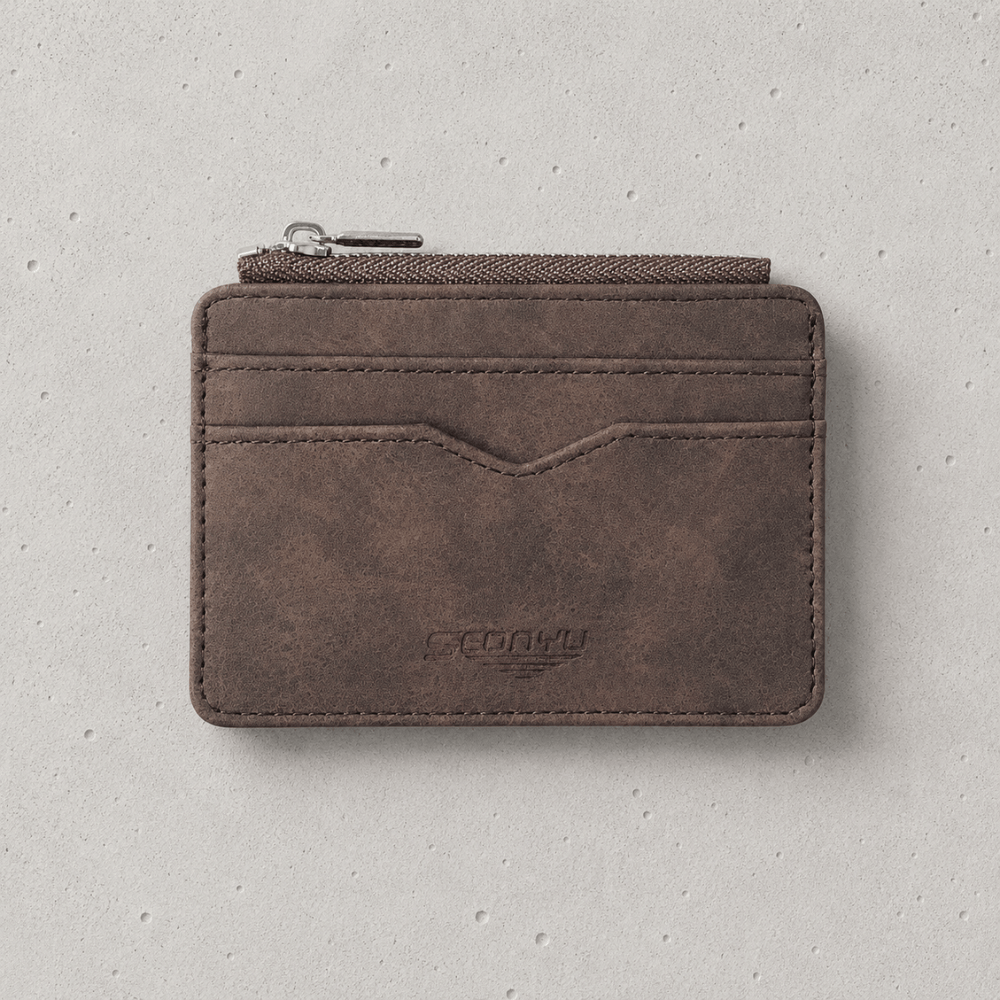 Porte-Cartes Homme Zippé Fin à Fenêtre Transparente