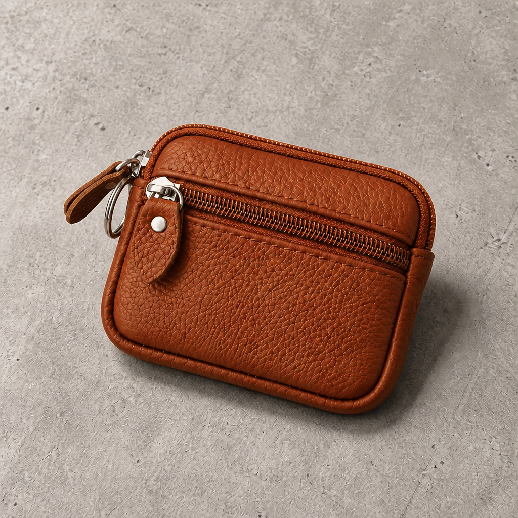 Porte-Monnaie Homme Compact en Cuir Zippé