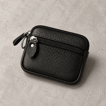 Porte-Monnaie Homme Compact en Cuir Zippé