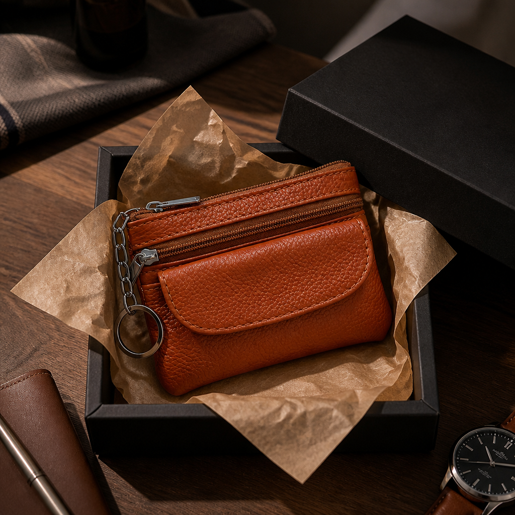 Porte-Monnaie Homme en Cuir Véritable Compact