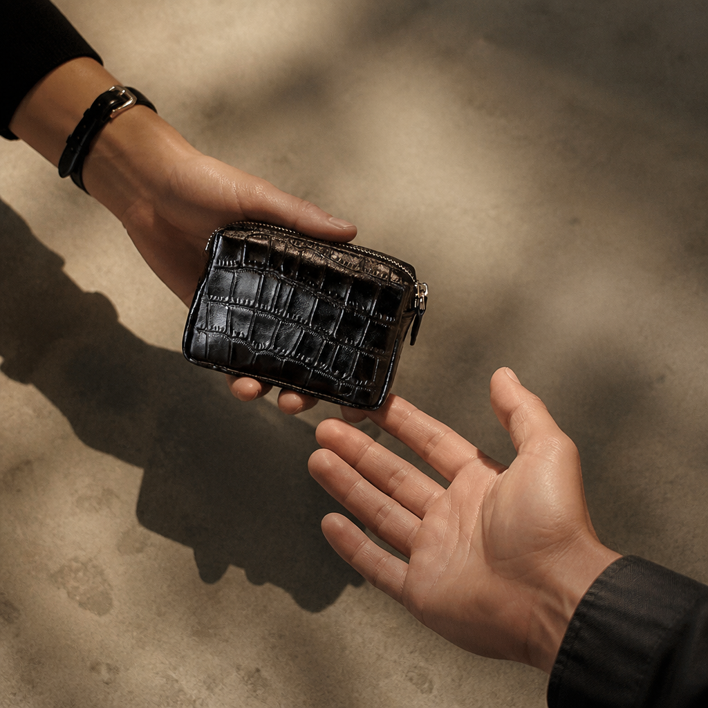 Porte-Monnaie Homme Façon Croco Compact Zippé