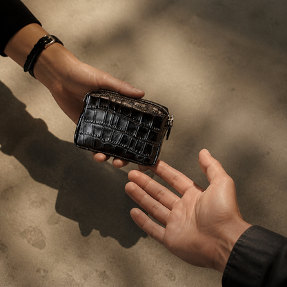 Porte-Monnaie Homme Façon Croco Compact Zippé