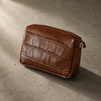 Porte-Monnaie Homme Façon Croco Compact Zippé