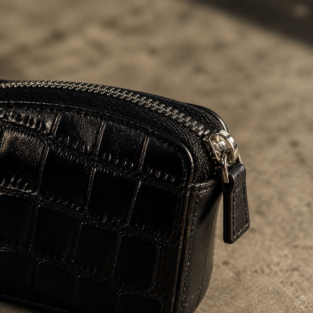 Porte-Monnaie Homme Façon Croco Compact Zippé