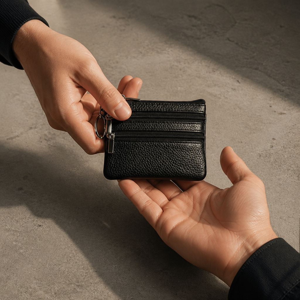 Porte-Monnaie Homme Cuir Zippé Compact Porte-Clés