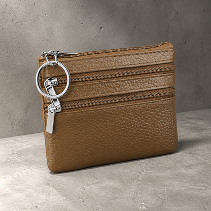 Porte-Monnaie Homme Cuir Zippé Compact Porte-Clés