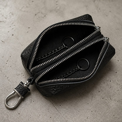 Porte-Monnaie Homme en Cuir Double Zip Compact