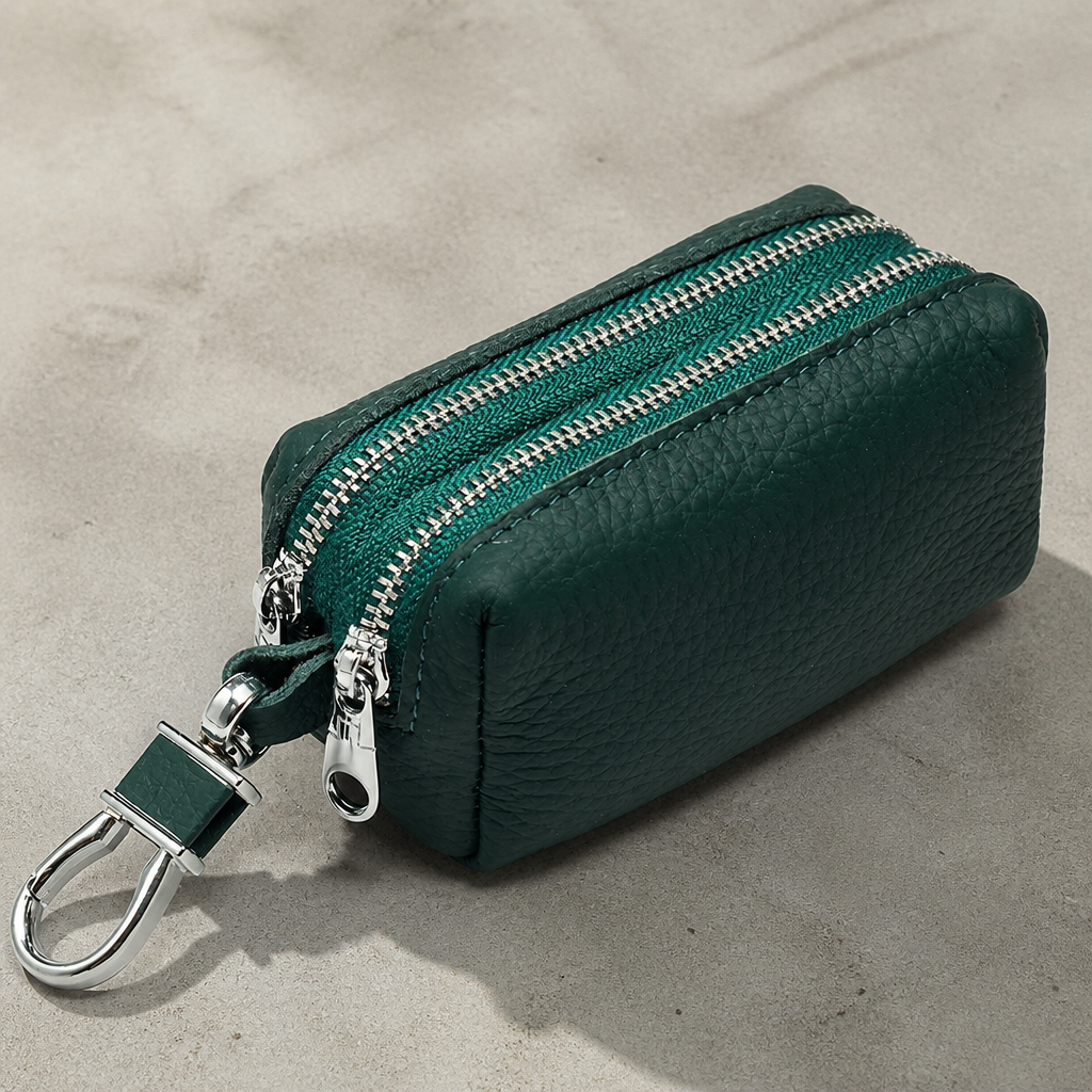 Porte-Monnaie Homme en Cuir Double Zip Compact