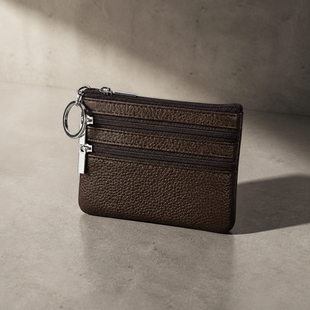 Porte-Monnaie Homme Cuir Zippé Compact Porte-Clés
