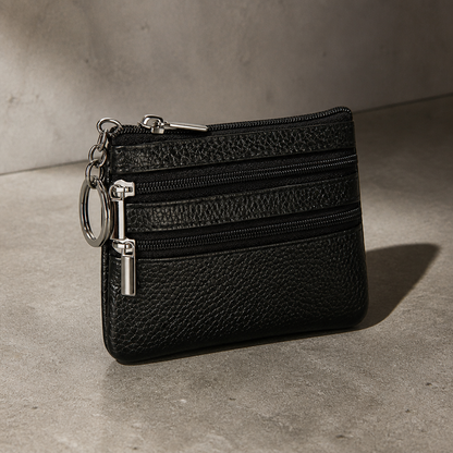 Porte-Monnaie Homme Cuir Zippé Compact Porte-Clés