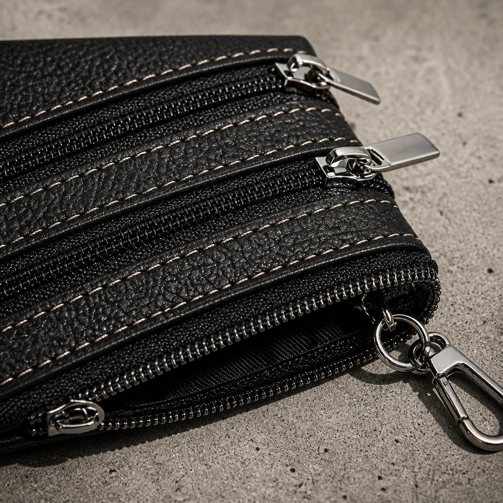 Porte-Monnaie Homme Cuir Zippé Compact Porte-Clés