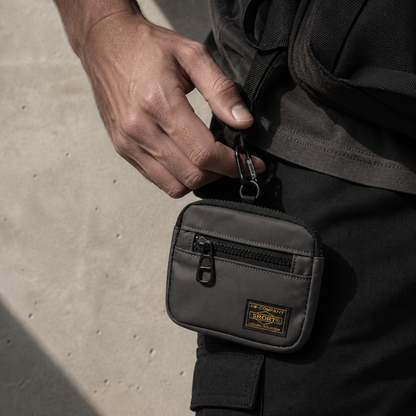 Porte-Monnaie Homme Tissu Compact Zippé Porte-Clés